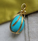 Retired Authentic Tiffany and Co 18k Jean Schlumberger Turquoise Egg Pendant , Gift for Her
