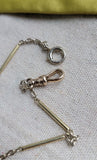 Antique Art Deco 14K Two-Tone Ornate Bar Link Watch Fob Chain Choker Necklace