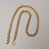 Antique Victorian 10K-12K Solid Gold Double Interlocking Link Collar Chain Necklace, Locket Watch Chain, 19 Inches