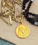 Vintage 18K Yellow Gold Madonna Virgin Mary Medallion Charm Pendant, Religious Talisman