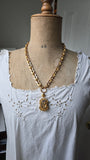 Antique Victorian 14K Solid Yellow Gold Ornate Interlocking Link Book Chain Necklace, Collar Locket Chain, Statement Necklace, 21.75 Inches