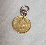 Antique 1851 U.S. Liberty Head Gold Dollar Coin Pendant