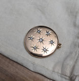 Antique 9K Solid Gold Old Mine Cut Diamond Starburst Round Shape Photo Locket, No Monogram, Gift for Her