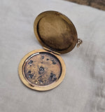 Antique 9K Solid Gold Old Mine Cut Diamond Starburst Round Shape Photo Locket, No Monogram, Gift for Her