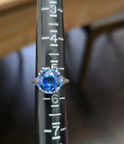 Vintage/Antique Art Deco 9KT Gold & Platinum Blue Stone Solitaire Ring, Size 5.25-5.5