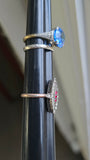 Vintage/Antique Art Deco 9KT Gold & Platinum Blue Stone Solitaire Ring, Size 5.25-5.5