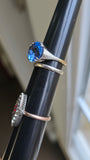 Vintage/Antique Art Deco 9KT Gold & Platinum Blue Stone Solitaire Ring, Size 5.25-5.5