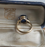 Vintage/Antique Art Deco 9KT Gold & Platinum Blue Stone Solitaire Ring, Size 5.25-5.5