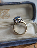 Vintage/Antique Art Deco 9KT Gold & Platinum Blue Stone Solitaire Ring, Size 5.25-5.5