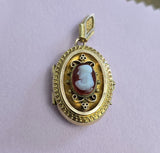 Victorian Etruscan Revival 10K Gold Cameo Oval Locket - Circa 1880s