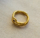 Vintage Angela Cummings 18k Gold Brutalist Textured Abstract Inter-knotting Ring, Ring Size 7.5