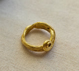 Vintage Angela Cummings 18k Gold Brutalist Textured Abstract Inter-knotting Ring, Ring Size 7.5