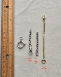 Antique Gold Filled Watch Chain Extender: Swivel Dog Clip Clasp Set
