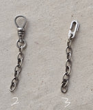 Vintage Antique Sterling Silver Watch Chain Clip Extender, Charm Holder Findings