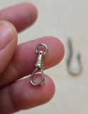 Antique 18K Solid White Gold Swivel Dog Clip Clasp, Watch Chain Fob Part