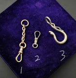 Antique 10k Solid Gold Swivel Dog Clip Extender, Watch Chain Fob Part