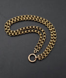 Victorian 14K Gold Interlocking Link Double-Strand Bracelet Chain Extender with 9K Clasp and Fitting – 7 7/8 Inches