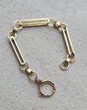 Antique Austro-Hungarian 14k Gold Bar Link Chain Extender, Bolt Clasp