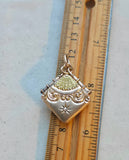Antique 10K Gold Two-Tone Diamond Starburst Locket, Victorian Watch Fob