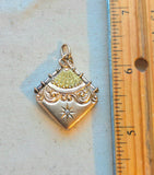 Antique 10K Gold Two-Tone Diamond Starburst Locket, Victorian Watch Fob