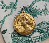 Antique Art Nouveau 10K Repoussé “Gibson Girl” Lady Locket, Gift for Her
