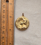 Antique Art Nouveau 10K Repoussé “Gibson Girl” Lady Locket, Gift for Her