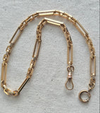 Antique Gold Filled Paper Clip Link Watch Chain Necklace, 13 5/8"