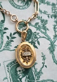 Victorian Etruscan Revival 12k Seed Pearl Oval Locket- Circa 1880s