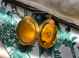 Antique Art Nouveau Repoussé 10K Gold Starburst Old Mine Diamond Locket