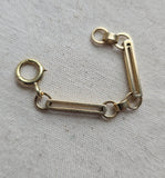 Antique 14k Gold Bar Link Chain Extender, Bolt Clasp