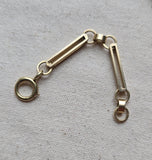 Antique 14k Gold Bar Link Chain Extender, Bolt Clasp