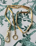 Antique Art Deco 14k Bar Link Cable Link Watch Chain Necklace, 13.5", Gift for Her