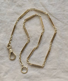 Antique Art Deco 14k Bar Link Cable Link Watch Chain Necklace, 13.5", Gift for Her