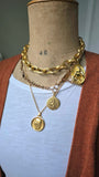 Vintage French 18K Aquarius Zodiac Horoscope Charm Pendant, Lucky Charm