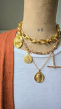 Vintage French 18K Gold Saint Christopher Medal Medallion Pendant, Religious Protection Charm