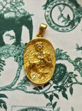 Vintage French 18K Aquarius Zodiac Horoscope Charm Pendant, Lucky Charm
