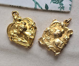 Antique Art Nouveau French 18k Repoussé Gibson Girl Slide Locket, Gift for Her