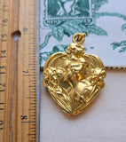 Antique Art Nouveau French 18k Repoussé Gibson Girl Slide Locket, Gift for Her
