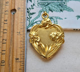 [Sold via Layaway]Antique Art Nouveau French 18k Repoussé Gibson Girl Heart Shape Slide Locket, Gift for Her
