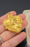 [Sold via Layaway]Antique Art Nouveau French 18k Repoussé Gibson Girl Heart Shape Slide Locket, Gift for Her