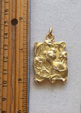 Antique Art Nouveau French 18k Repoussé Gibson Girl Rectangular Slide Locket, Gift for Her