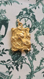 Antique Art Nouveau French 18k Repoussé Gibson Girl Rectangular Slide Locket, Gift for Her