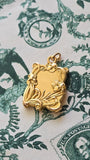 Antique Art Nouveau French 18k Repoussé Gibson Girl Rectangular Slide Locket, Gift for Her