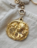 Antique Art Nouveau French 18k Repoussé Gibson Girl Oval Slide Locket, Gift for Her