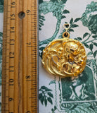 Antique Art Nouveau French 18k Repoussé Gibson Girl Oval Slide Locket, Gift for Her