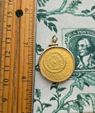Antique 1918 Mexican 20 Peso Gold Coin Pendant in 10K Bezel