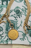 Antique 1918 Mexican 20 Peso Gold Coin Pendant in 10K Bezel
