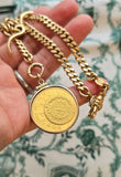 Antique 1918 Mexican 20 Peso Gold Coin Pendant in 10K Bezel