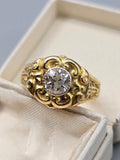 Antique Early 1900s French 18K Gold Diamond Ring: Old Mine Cut, 1.35 CT, Size 9-9.25