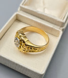 Antique Early 1900s French 18K Gold Diamond Ring: Old Mine Cut, 1.35 CT, Size 9-9.25